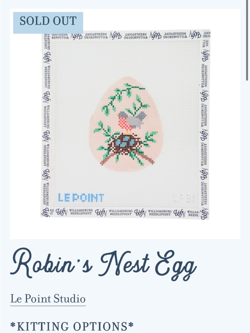 Le Point Robin’s Nest Egg Needlepoint Canvas - Picture 2 of 3